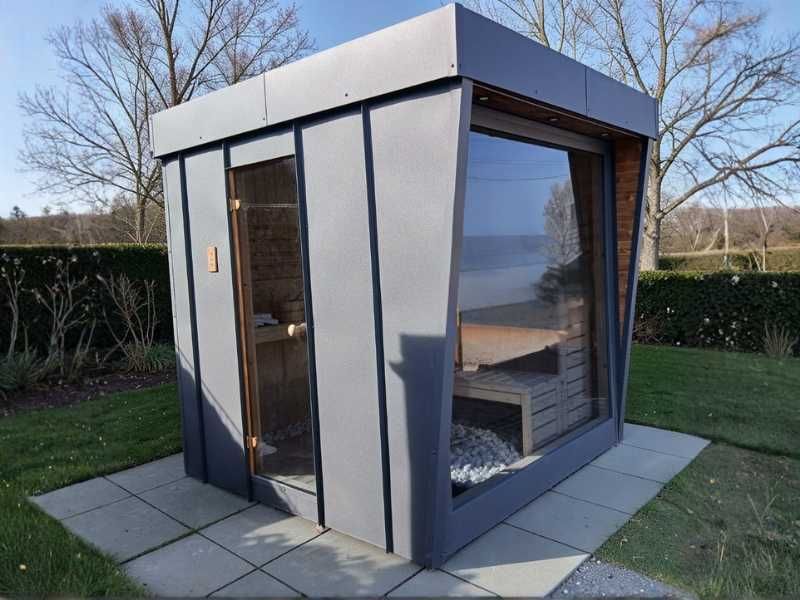 SAUNA OGRODOWA SMART BARTEK 2.2x2.2m kwadratowa Piec elektryczny Wi-Fi Design Premium Polski producent