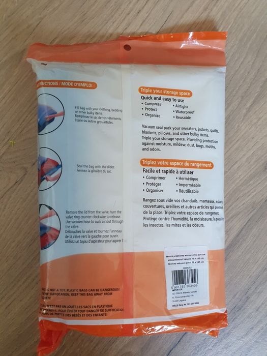 Worek próżniowy wiszący do szafy 70x105 cm