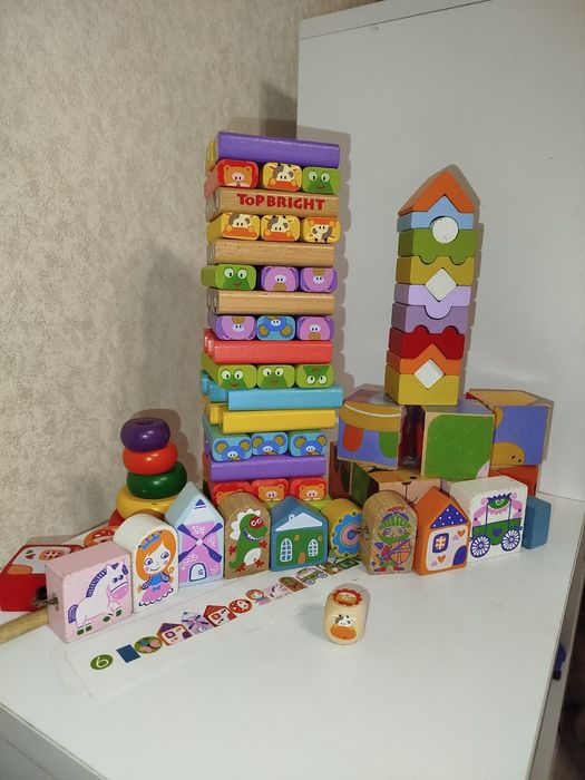 Дженга Top Bright  Шнурівка Cubika Пірамідка  Кубики дерево Playtive