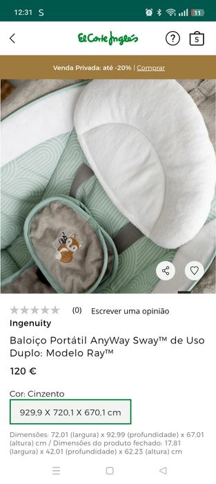 Espreguiçadeira elétrica ingenuity como nova