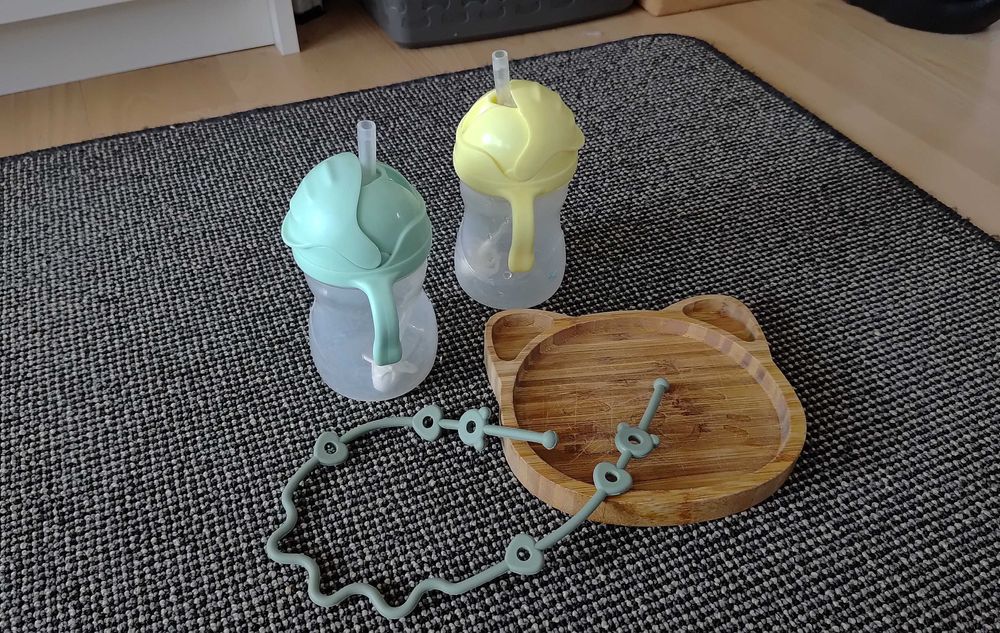 Zestaw B.Box, miseczka drewniana, silikonowy pasek