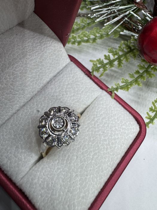 Золотое кольцо с бриллиантами малинка ссср 585