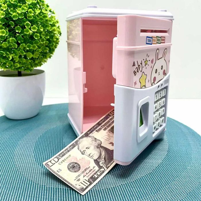 Сейф-копилка Сейф дитячий працює від аккумулятора Рожевий (MK 5398)