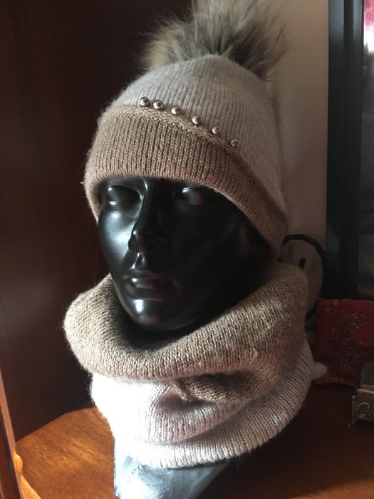 Komplet na zimę czapka komin z wełna
