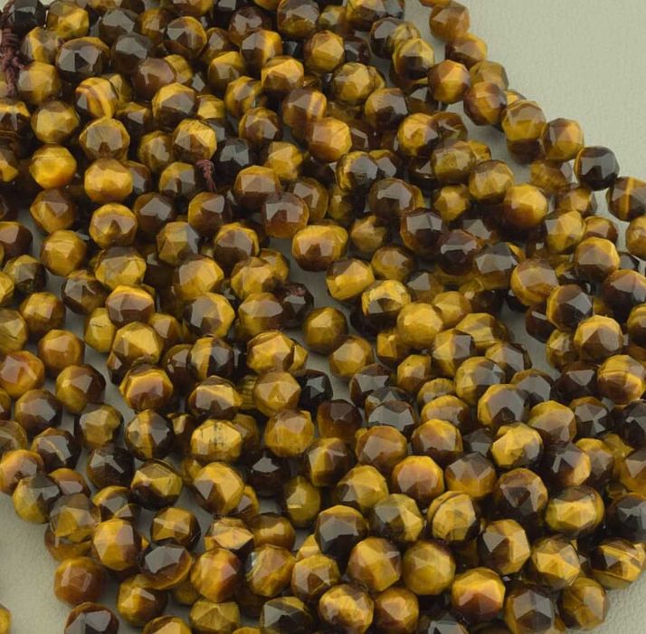 Нитки бусин натуральный Тигровый Глаз.Низка бусин Тигрове Око.