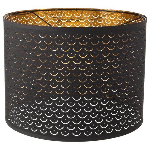 2  Abajur Nymo, preto e dourado   44 cms