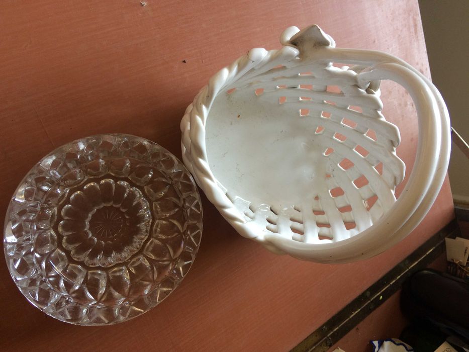 Terrina vista alegre portugal e jarra de vidro trabalhado