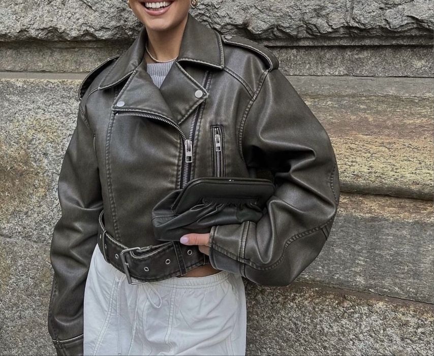 Кожана куртка zara