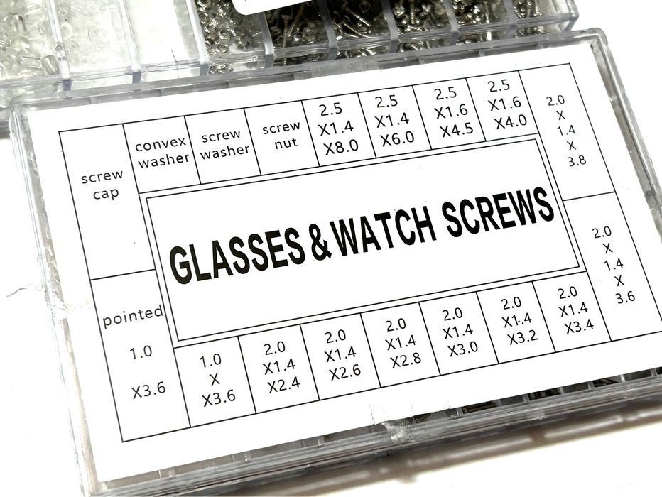 Набор мини винтов, гаек и шайб для ремонта очков, часов (2 вида)