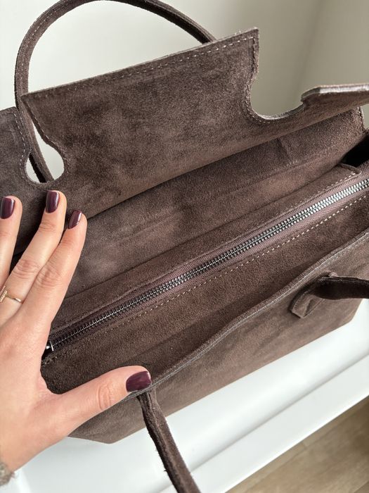 Сумка шопер натуральна замша шоколад Італія Vera Pelle