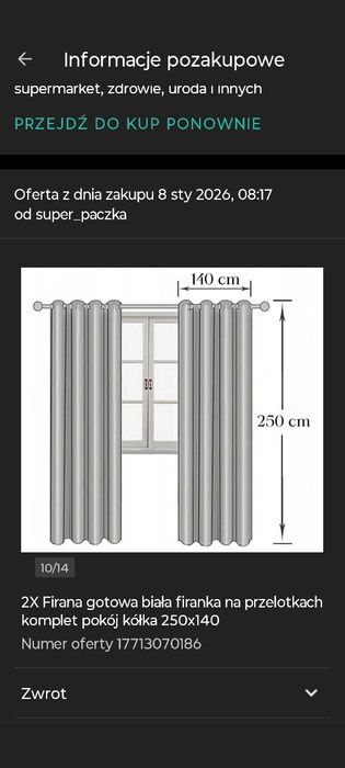 firany  2 sztuki 140 szerokość, 250 długość