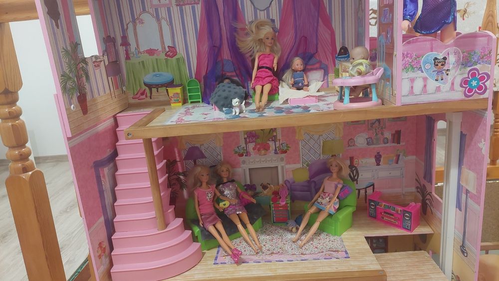 Domek duży drewniany z akcesoriami