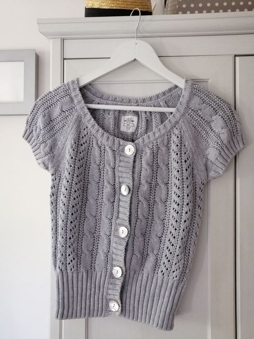 H&M Ażurowy sweterek z krótkim rękawem H&M