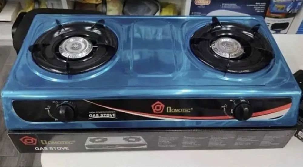Газова плита Domotec MS-6606 дві конфорки, 2,2 кВт х 2 таганок газовый