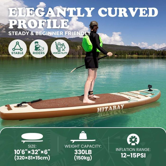 Надувна SUP дошка для плавання HITABAY 320 см Leaf Wood