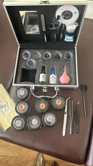 Lote de pestanas vários tamanhos + mala e acessórios profissionais