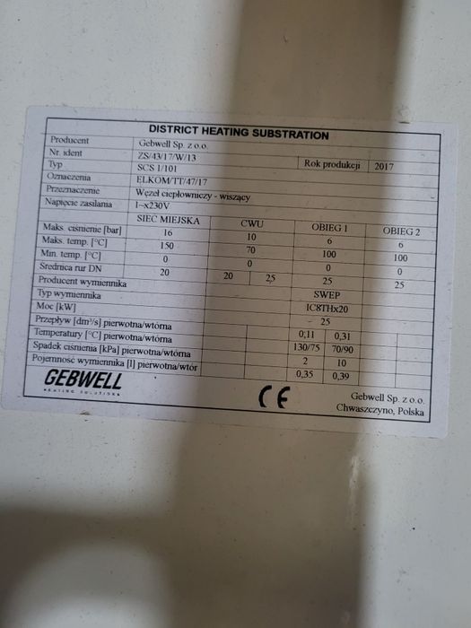 Sprzedam węzeł cieplny