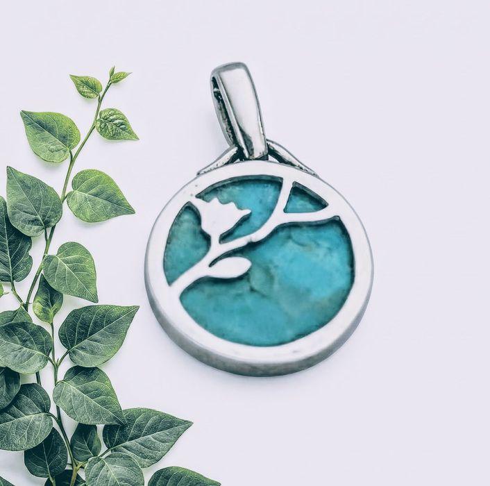 Srebrna zawieszka z turkusem, srebro, turkus