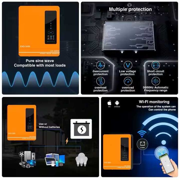 ‼️ Комплект ДБЖ 4,2kW інв 4,2кВт + батарея 4.86кВт/г Резервне живлення