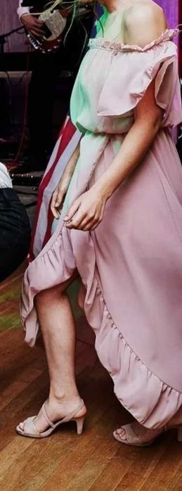 Lamour sukienka hiszpanka Lena maxi brudny róż weselna