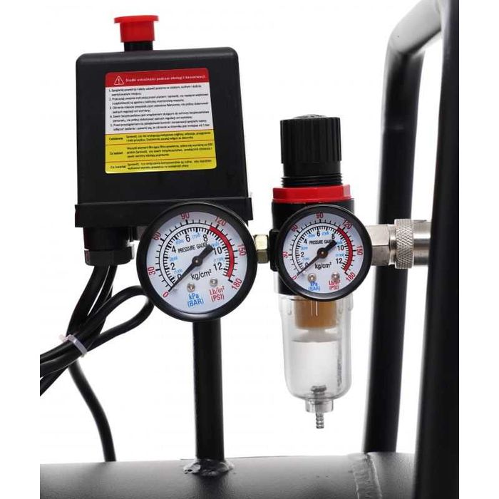 Kompresor bezolejowy sprężarka powietrza 2-TŁOKI 50L 1500W + separator