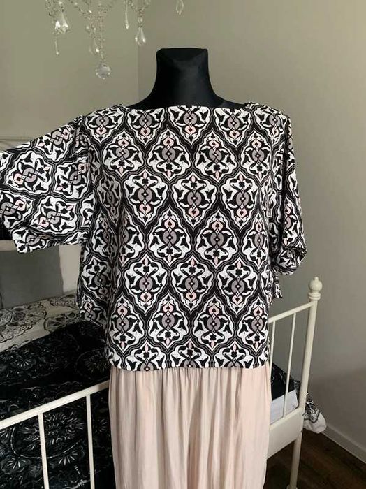 H&M elegancki top unikatowa letnia bluzka z krótkim rękawem oversize M