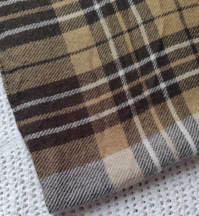 30% Wełna Uniseks w kratę szal z frędzlami krata camel khaki beż brąz