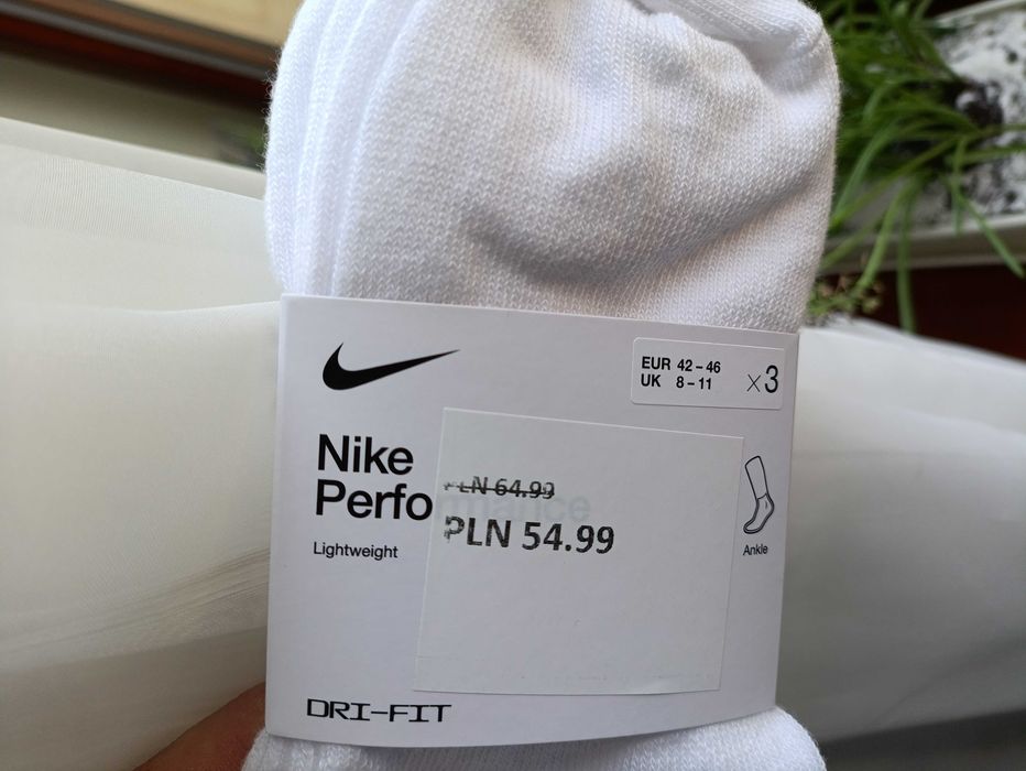 (r. 42-46) NIKE PERFORMANCE białe SX4706 skarpetki sportowe trójpak