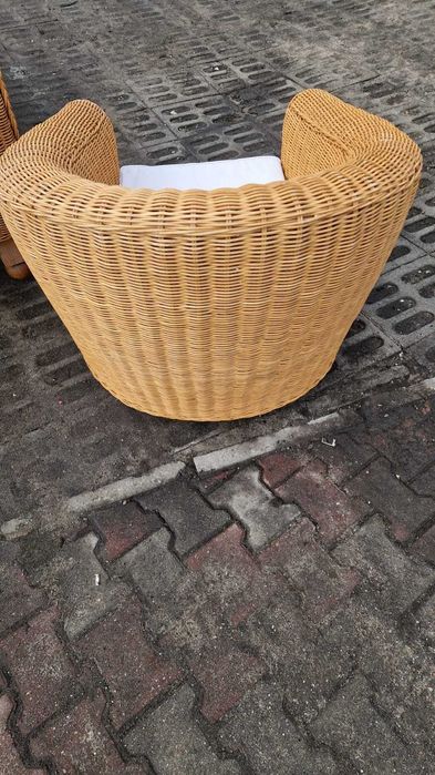 Ratannowy zestaw sofa+ fotel+ 3 krzesła poduszki naturalny rattan
