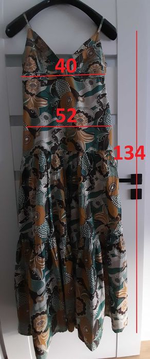 Kolorowa wzorzysta suknia do ziemi 100 % bawełna