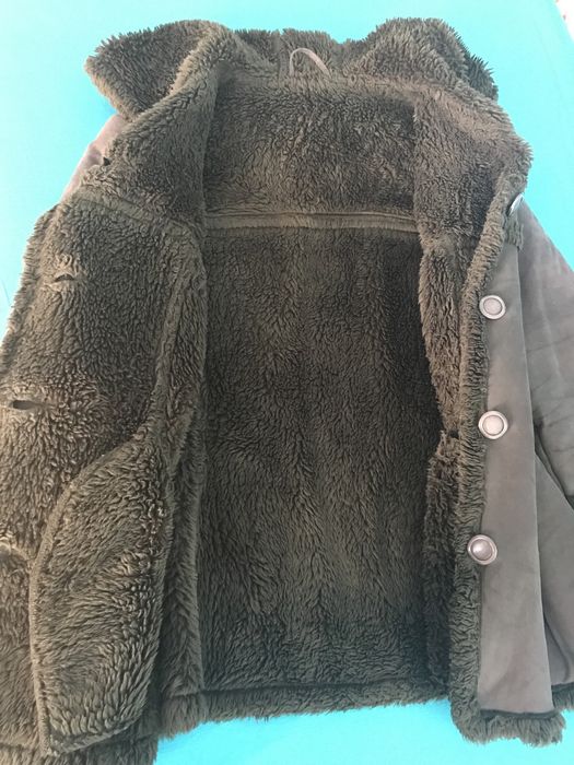 Futro damskie rozmiar M oliwkowe Kożuch damski rozmiar M oliwka