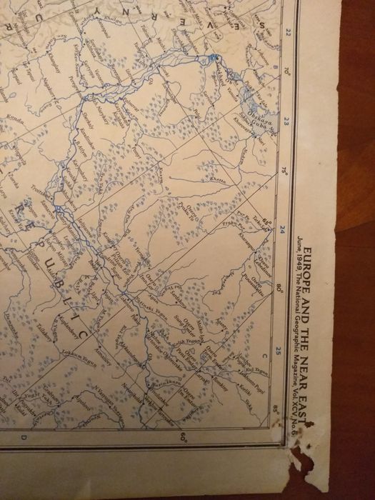 Mapa Europe and the Near East- National Geografic Copyright 1949