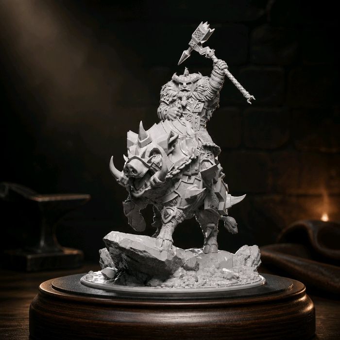 Krasnolud Jeździec Figurka 32mm 14K zgodna z DnD RPG Pathfinder Warham