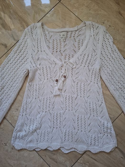 Piękny sweterek boho ażurowy wiosenny