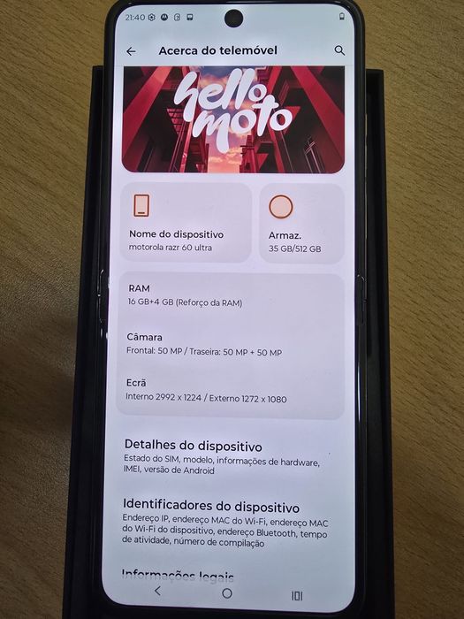 Motorola Razr 60 Ultra - 512Gb = Novo