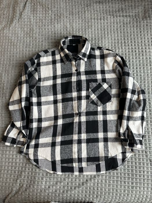 Рубашка в клетку черно-белая