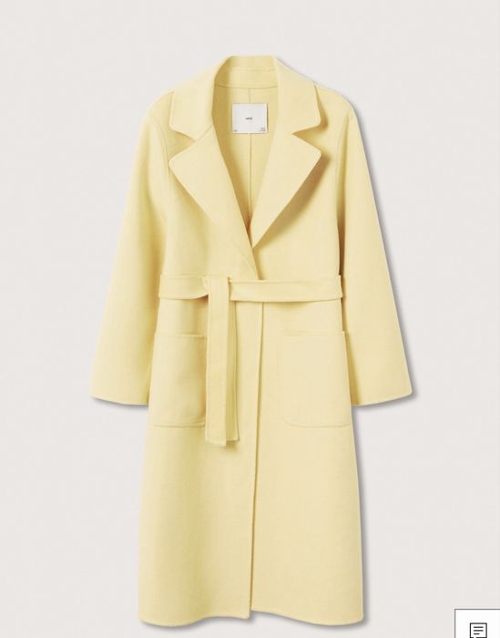 Пальто легке з поясом жовте демісезонне mango