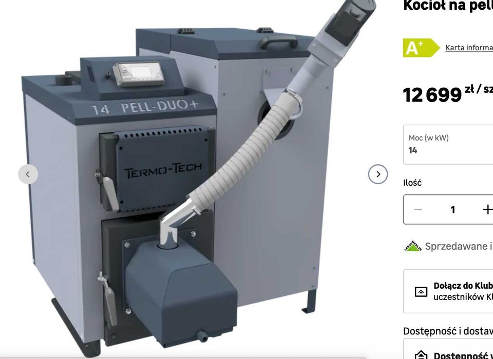 Kocioł na pellet/drewno Termo tech 14 KW pell duo Nowy Wrocław