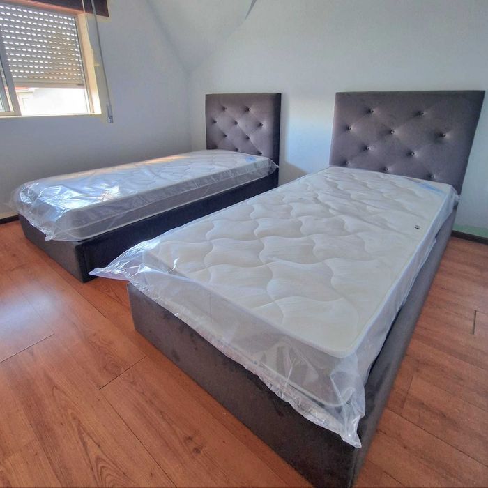 Camas de Solteiro Estofadas de Luxo 199€ - Disponíveis em Várias Cores! 190x90m! topp de Gama Novas Direto Da Fabrica
