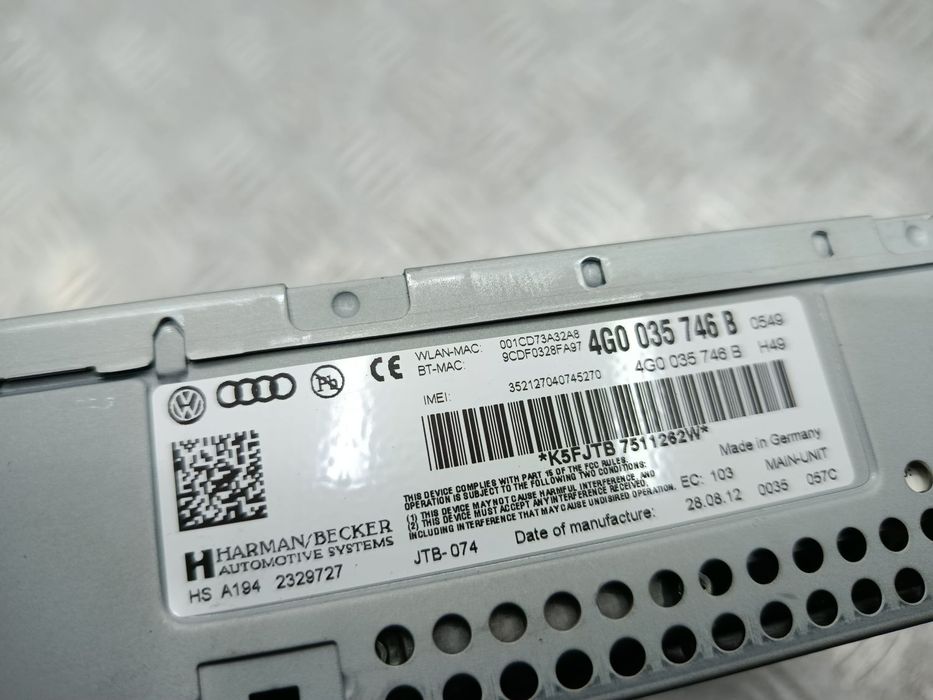 Головное устройство 4G0035746B для Audi A7 4G8 2010-2017