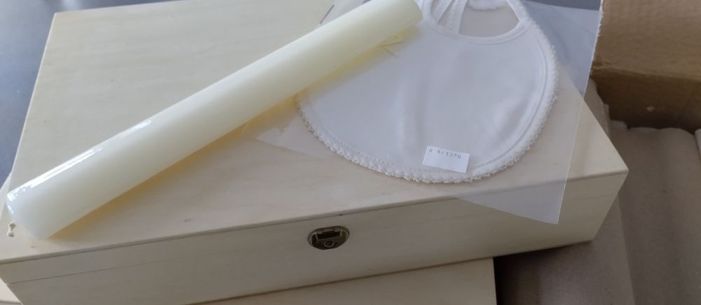 Caixas e velas de batismo para personalizar