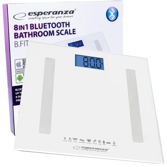 Analityczna waga łazienkowa 8w1 Esperanza 180 kg Bluetooth EBS016W