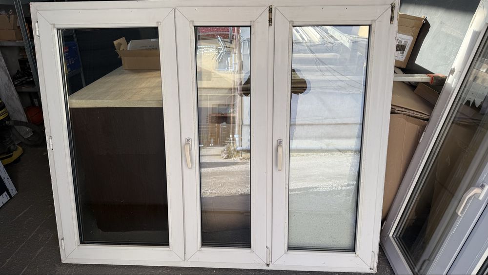 Okno pcv 1730 x 1380 biale 3 skrzydłowe