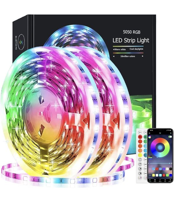 Kit LED's 30m RGB com APP e comando