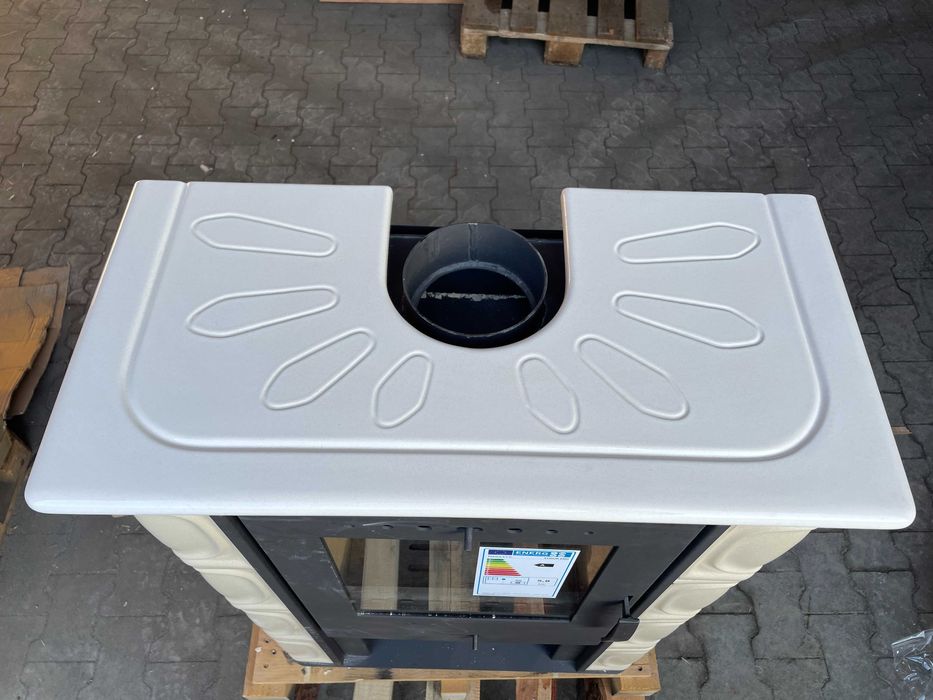 Piec kominek kaflowy koza ELDUR wkład kominkowy cappuccino/Ivory 10kw