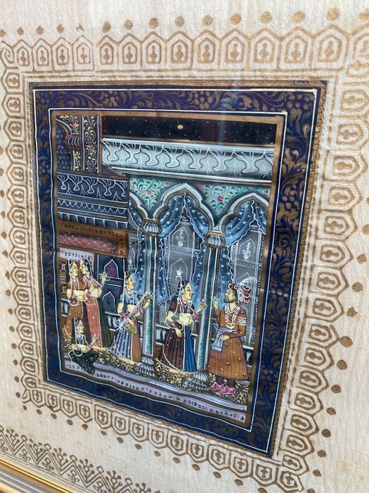 Pinturas Indianas em Seda Antigas 25 cm