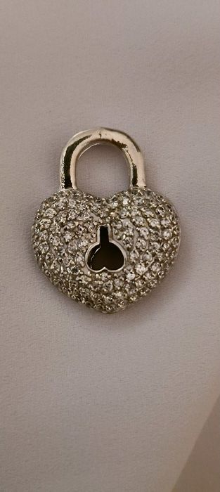 Pendente de prata coração com zirconias
