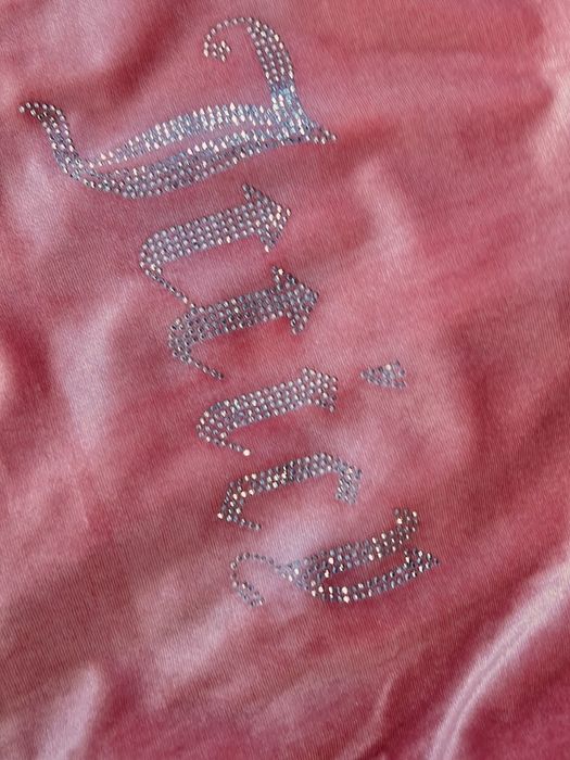 Bluza damska welurowa aksamit M 38 krysztalki srebrne cyrkonie juicy couture pudrowy róż z kapturem
