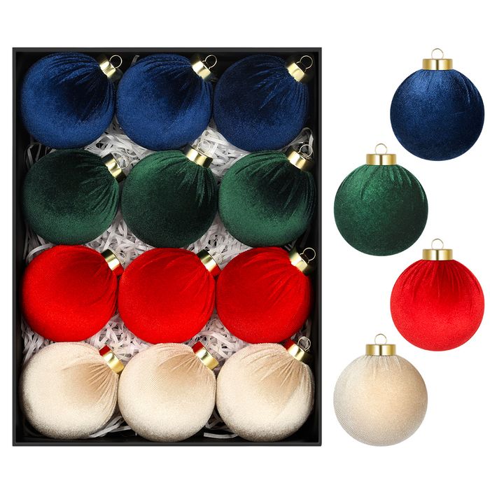 Zestaw bombek choinkowych StarryLights welurowe bombki w eleganckich kolorach