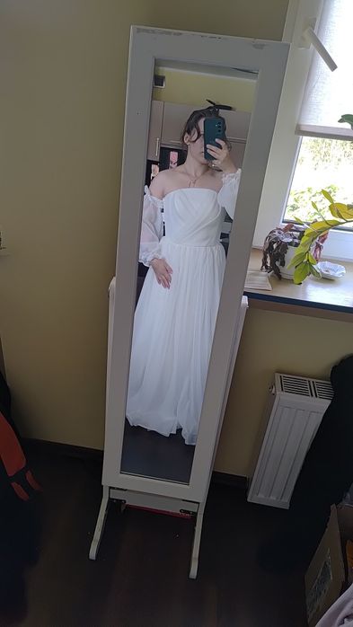 Suknia ślubna , kulunove Roma, litera A, szyfon, wiązana